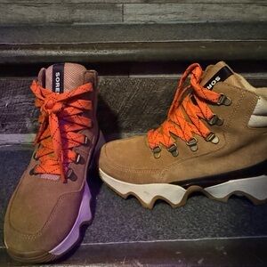 Sorel Tan Boots with Orange Laces